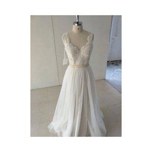 Open Back Tulle Lace Wedding Dress
